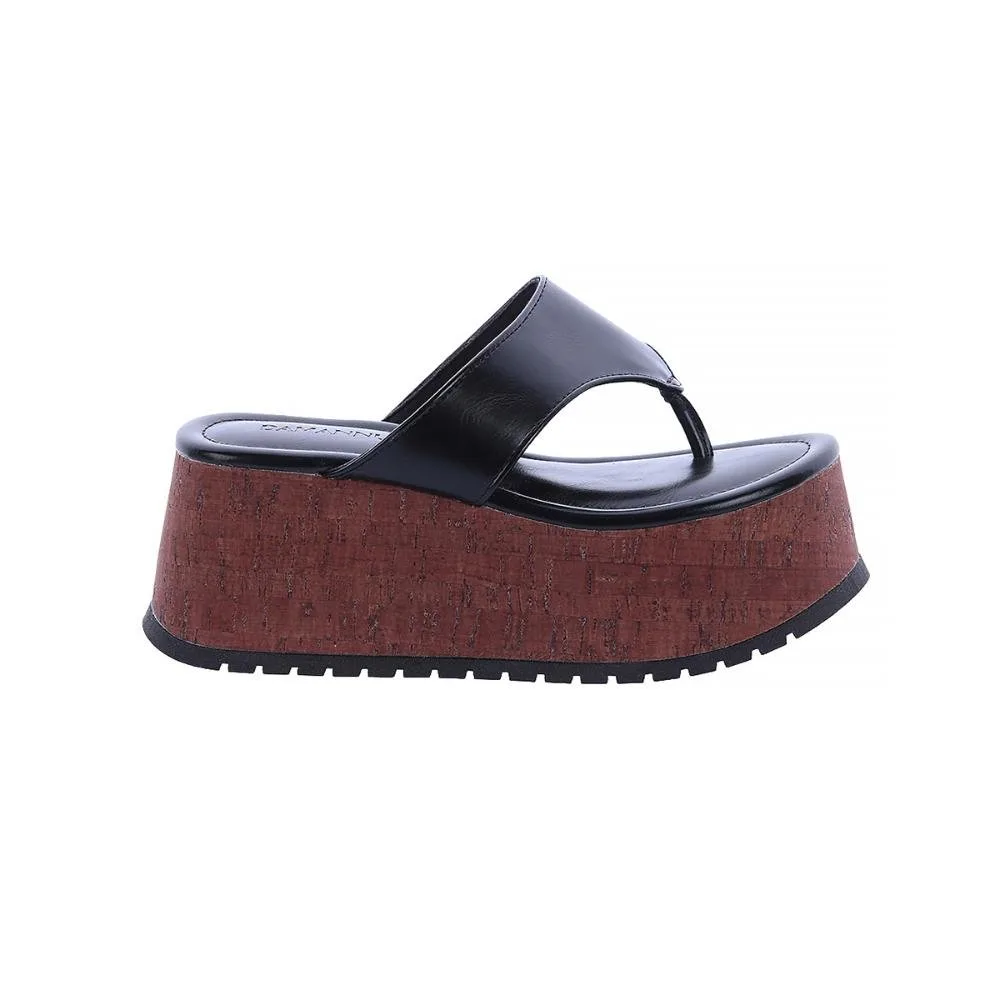 Sophie - Tamanco Flatform Tratorado Preto