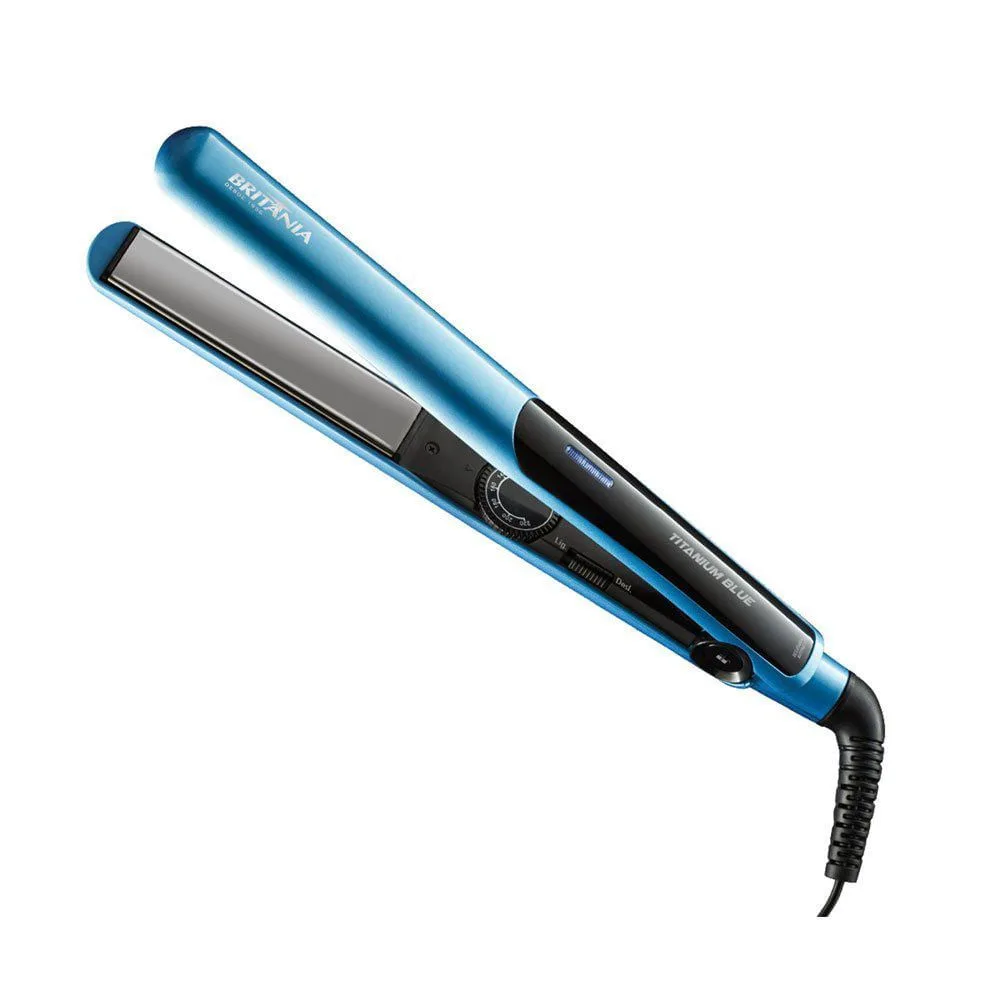 Chapinha Britânia 110-220°C Azul Bivolt Titânio Placas Flutuantes Liso Brilho Chapinha Britânia Revestimento em Titânio 220°C 66003034 Bivolt