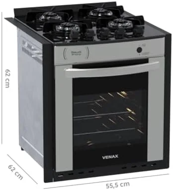 Fogao A Gas De Embutir Gaudi Prisma Vitreo Bl 4q Inox Gas Glp