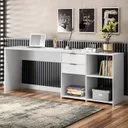 Escrivaninha Mesa Escritório em L Office NT 2060 2 Gavetas 3 Nichos 148,6cm Branco New