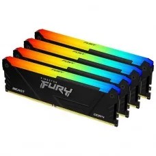 Memória DDR4 Kingston Fury Beast RGB, 32GB (4x8GB), 3600MHz, Preto, KF436C17BB2AK4/32
