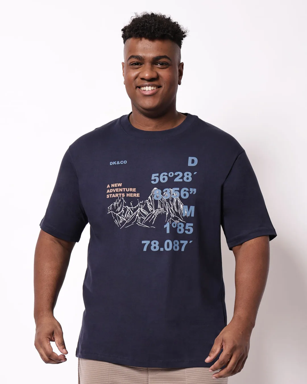 Camiseta Plus Size Masculina Algodão Estampa Marinho