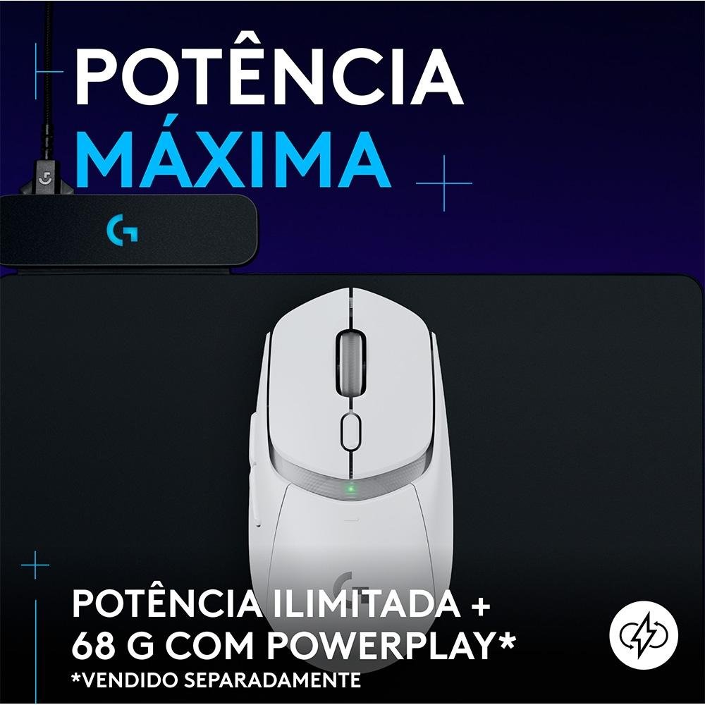 Mouse Gamer sem fio Logitech G309 LIGHTSPEED com Switches LIGHTFORCE, Sensor HERO 25K, 6 botões programáveis, Branco - 910-007206