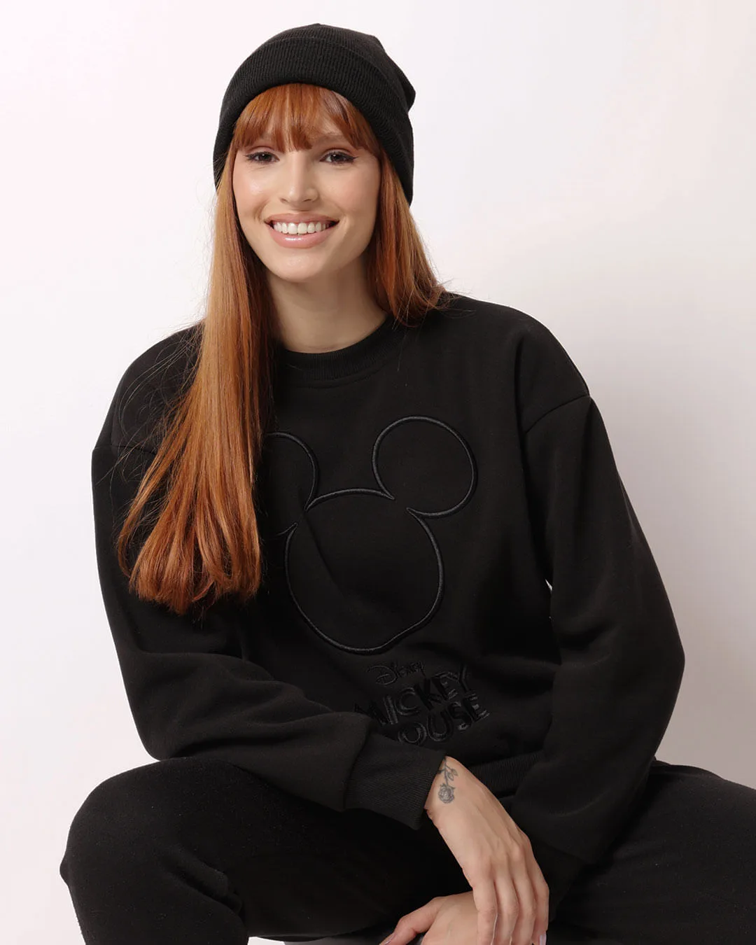 Blusão Moletom Feminino Disney Mickey Preto