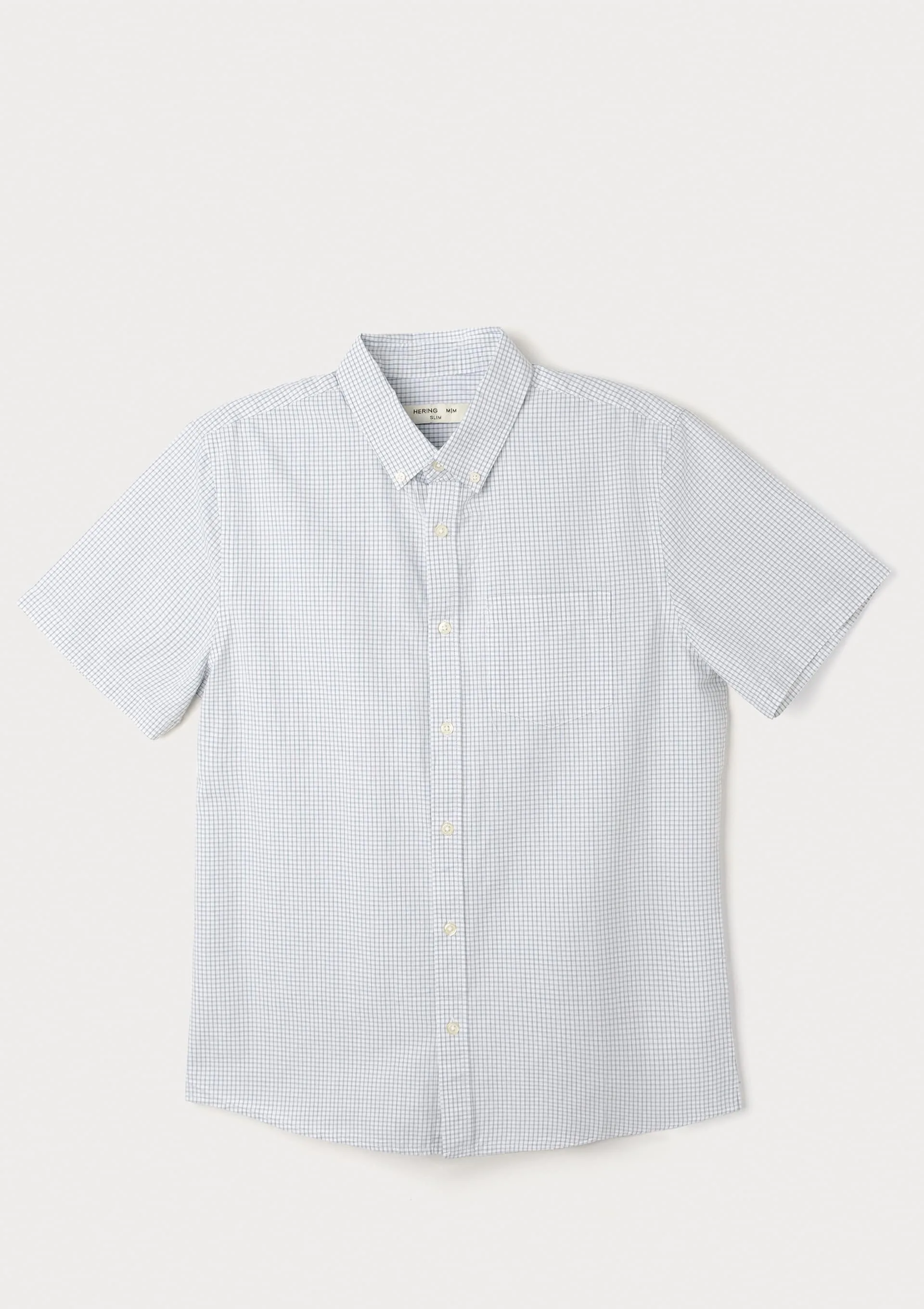 Camisa Masculina Slim Manga Curta - Azul