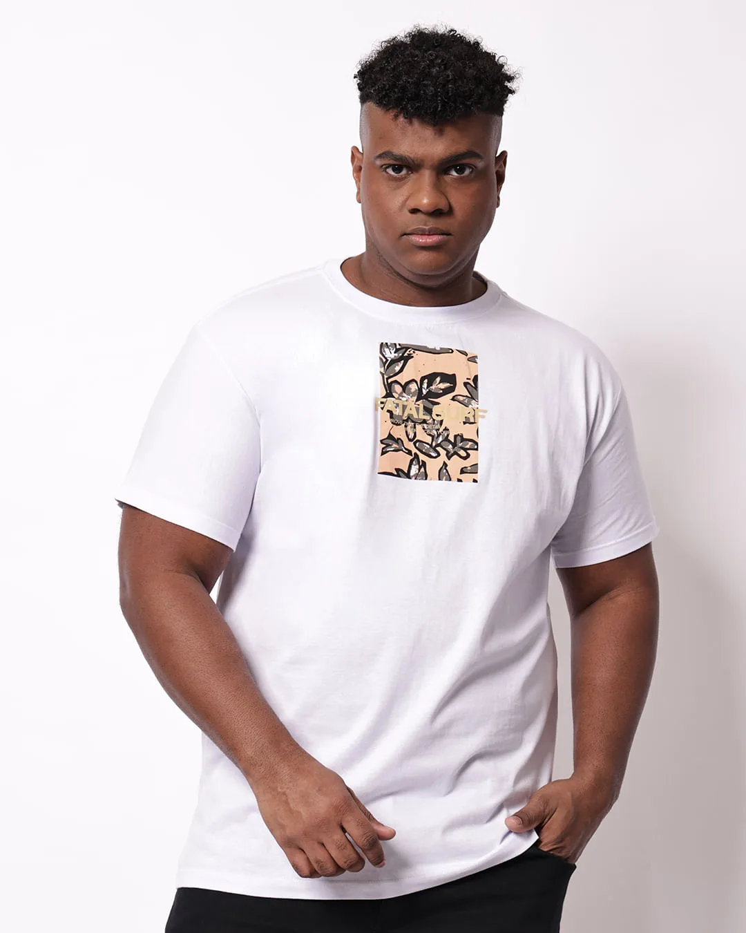 Camiseta Plus Size Masculina Algodão Fatal Branco