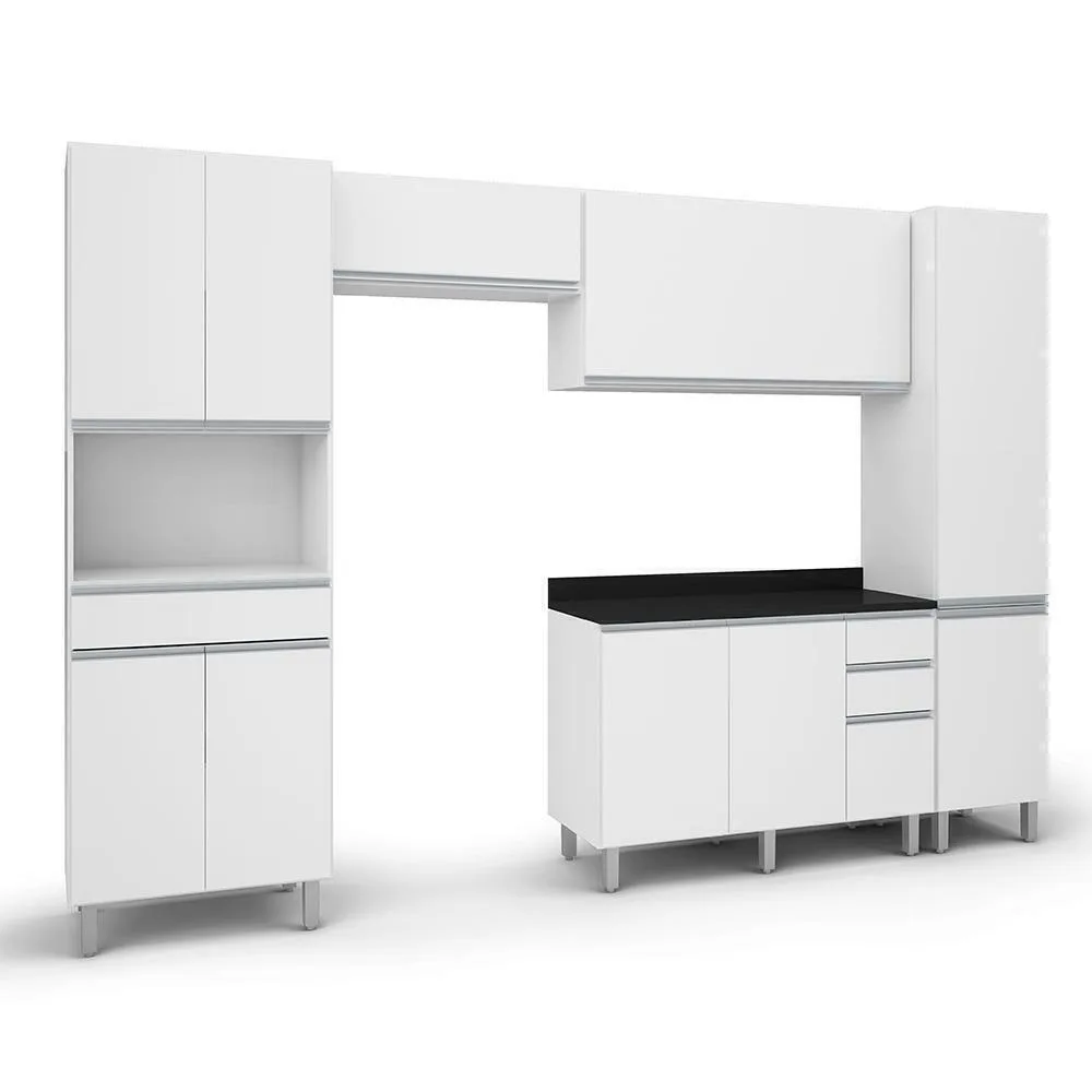 Armário De Cozinha Completa Top Class 5 Peças Com 10 Portas Branco