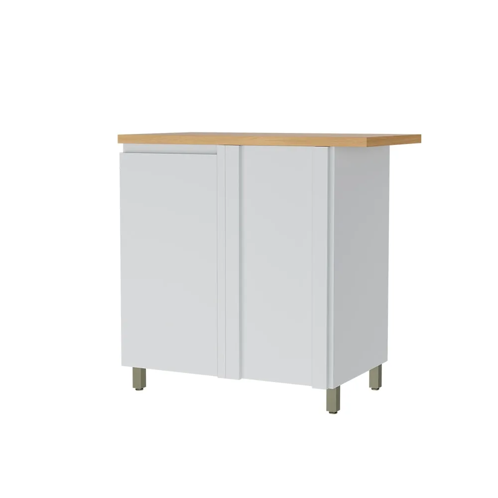 Balcão Rainha 92cm 1 Porta Canto Branco/Nature - Nesher