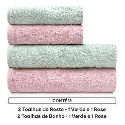 Jogo de Toalhas Banho e Rosto Döhler 100% Algodão Aveludada Romance
