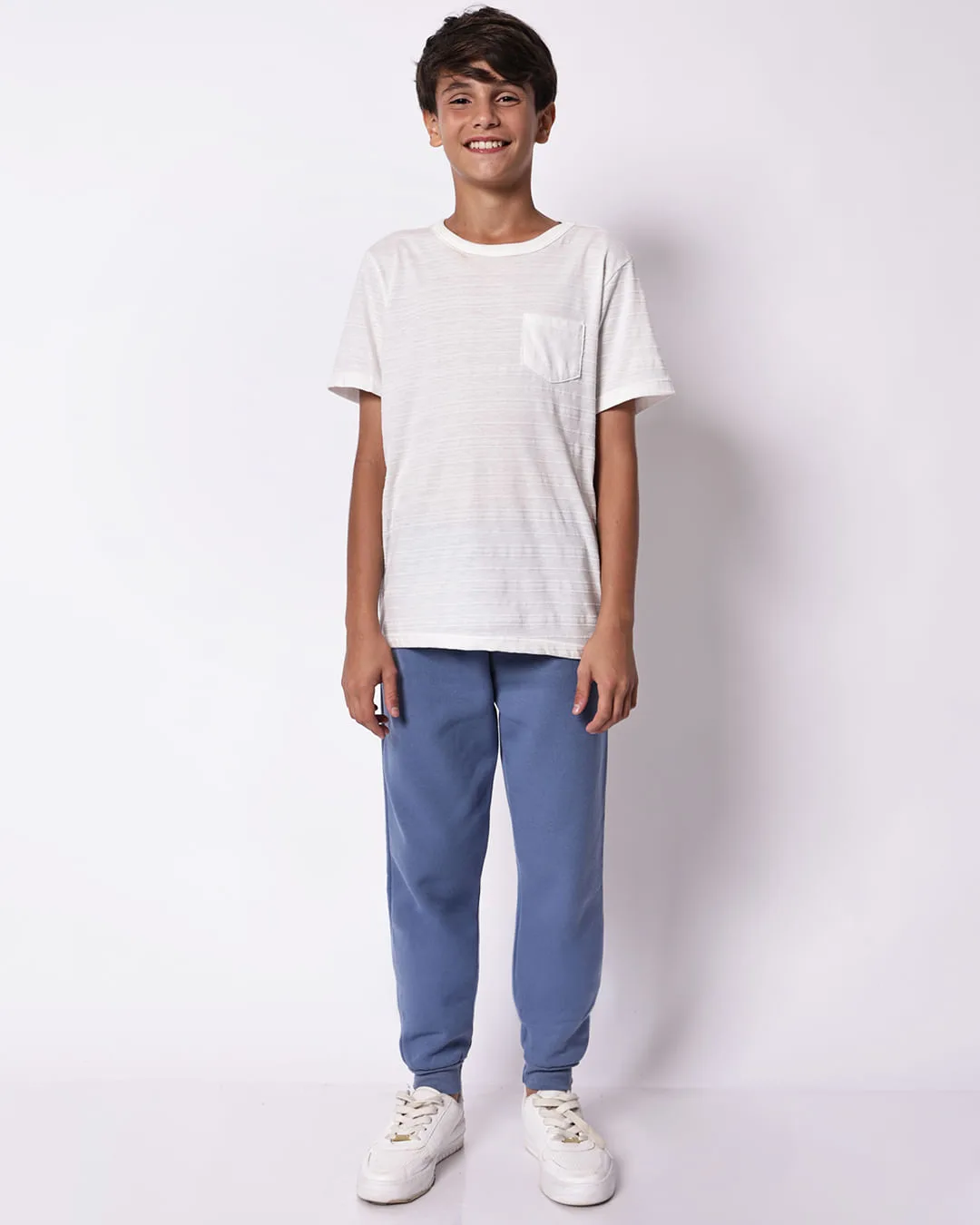 Calça Moletom Juvenil com Estampa Azul
