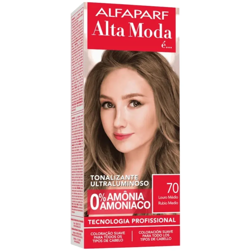Tonalizante Matizador Louro Médio 70 Alta Moda Sem Amônia Profissional Tonaliz Alta Moda 70 Louro Medio