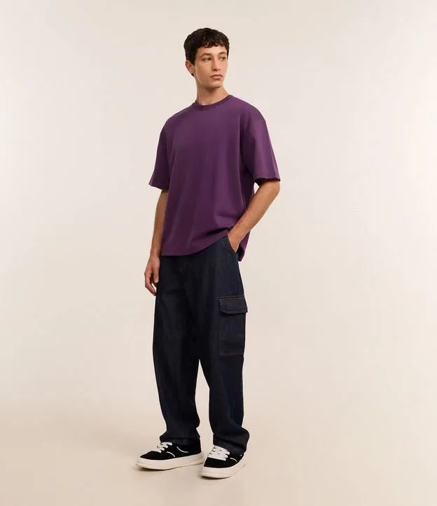 Calça Jeans Baggy com Bolsos Cargo