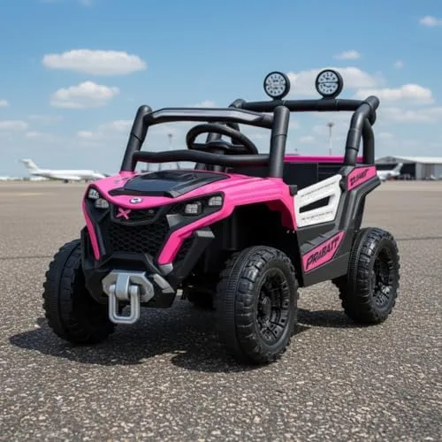Jipe Carro Elétrico Infantil 12V Música Luz Controle Remoto (Rosa)