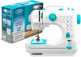Máquina De Costura Reta Oz Sm1010 Portátil 12 Pontos Branca 110v/220v