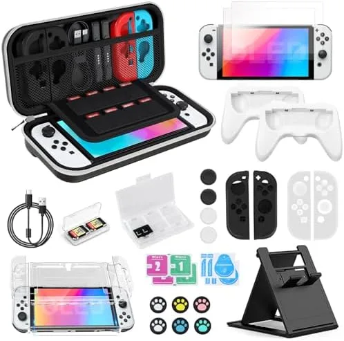32 in1 Case Estojo Para Nintendo Switch Oled Acessórios Capa Protetora Para Com Compartimentos Bolsa Perfeita Para Viagens Estojo Bag de Proteção e Acessórios Para