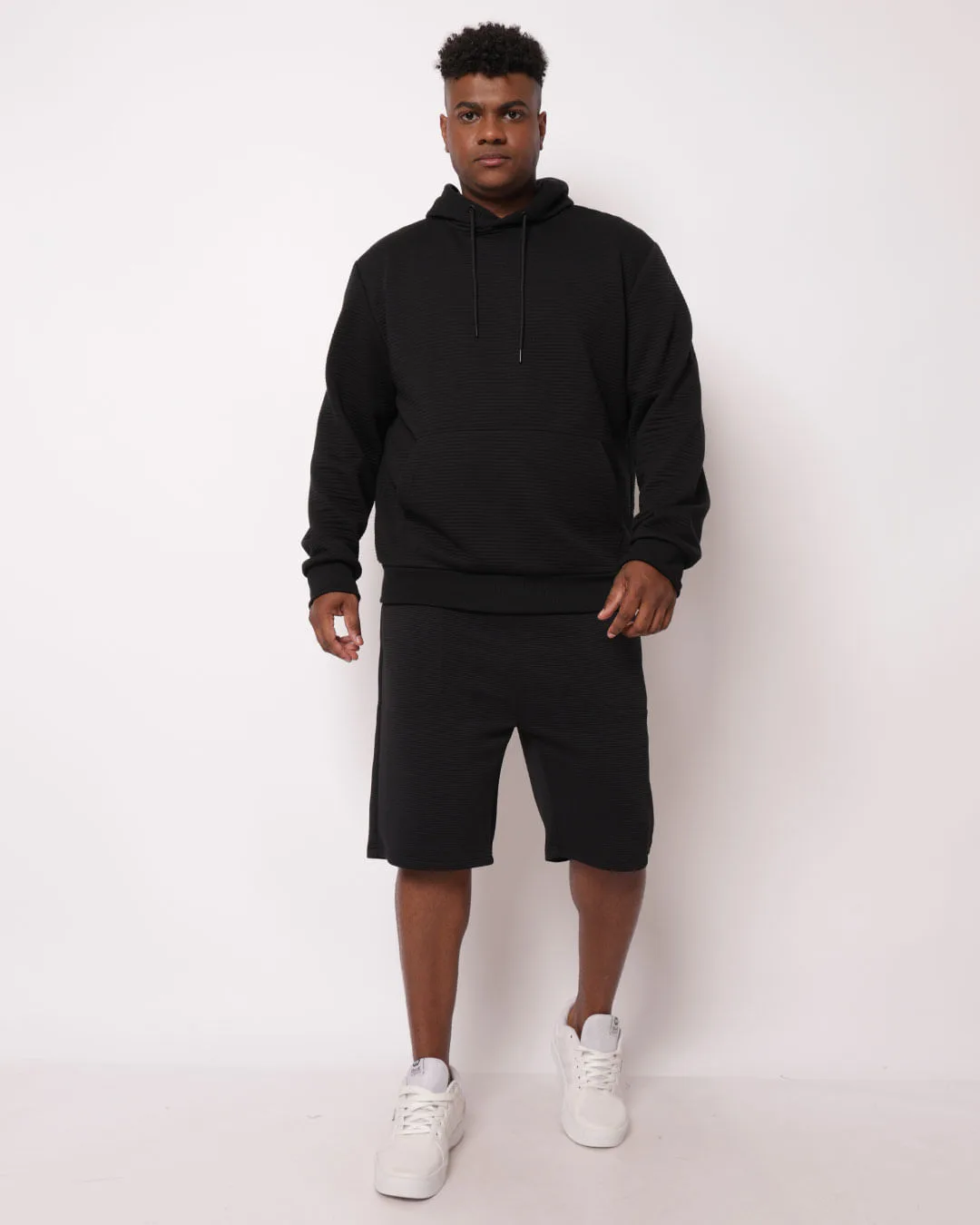 Bermuda Plus Size Masculina Texturizada Preta