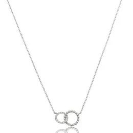 Gargantilha de Prata Malha Cadeado 45cm Círculos Trabalhados e com Zircônias - GG25949