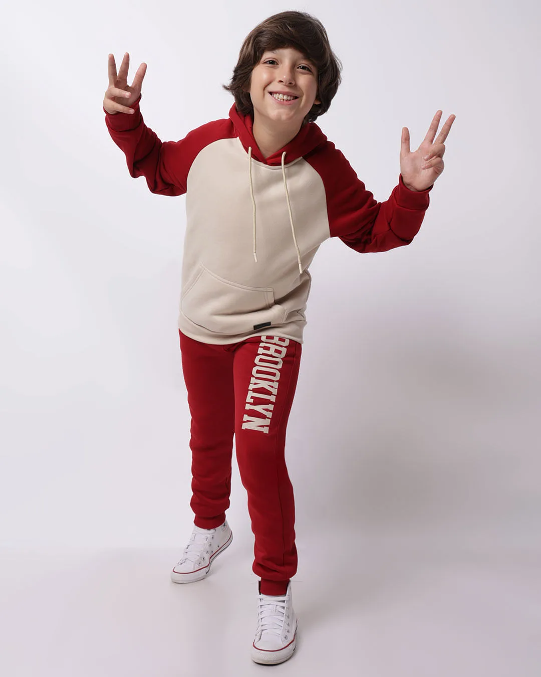 Calça Moletom Juvenil Jogger Estampa Brooklyn Vinho