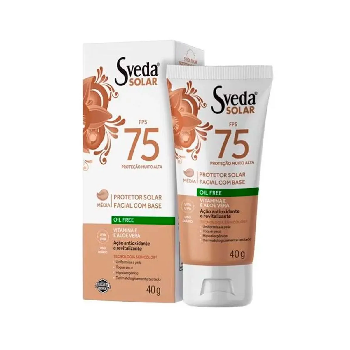 Protetor Solar Facial Fps75 40g Média Sveda