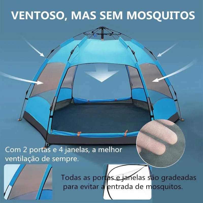 JOYFOX Barraca de Camping para 3-4 Pessoas Automática com 2 Portas e 4 Janelas, Tenda de Acampamento Pop-up, Automática, Resistente à água, Portátil, Leve, Praia, Mochilão, Caminhada