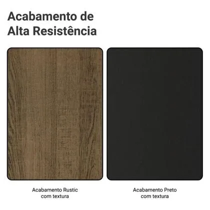 Armário de Cozinha Completa Madesa Emilly 293001 com Balcão e Paneleiro - Rustic/Preto