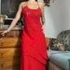vestido vintage vermelho bordado