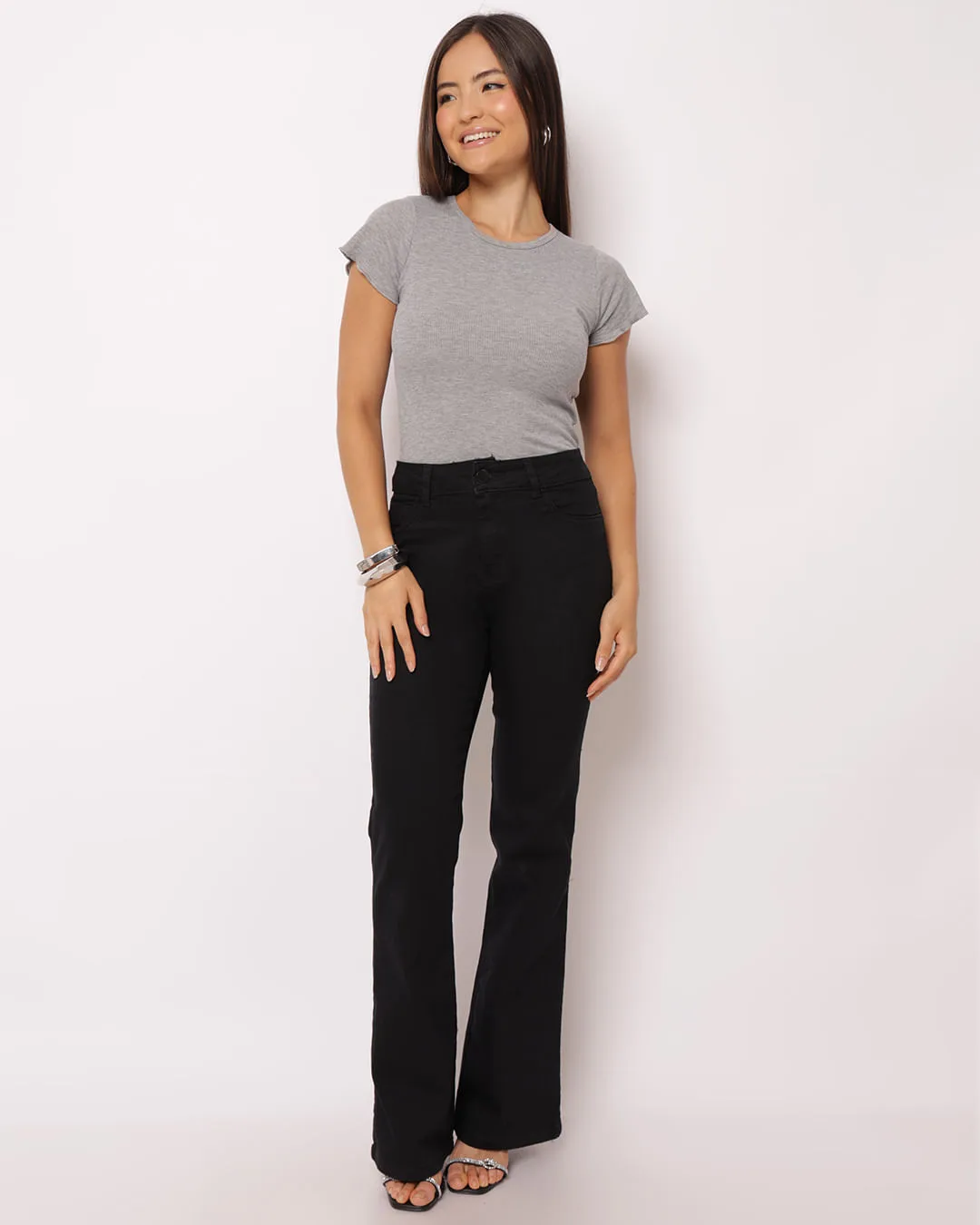 Calça Sarja Feminina Flare Preta