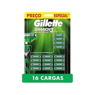Carga para Aparelho de Barbear Gillette - Mach3 Sensitive 16 Cargas