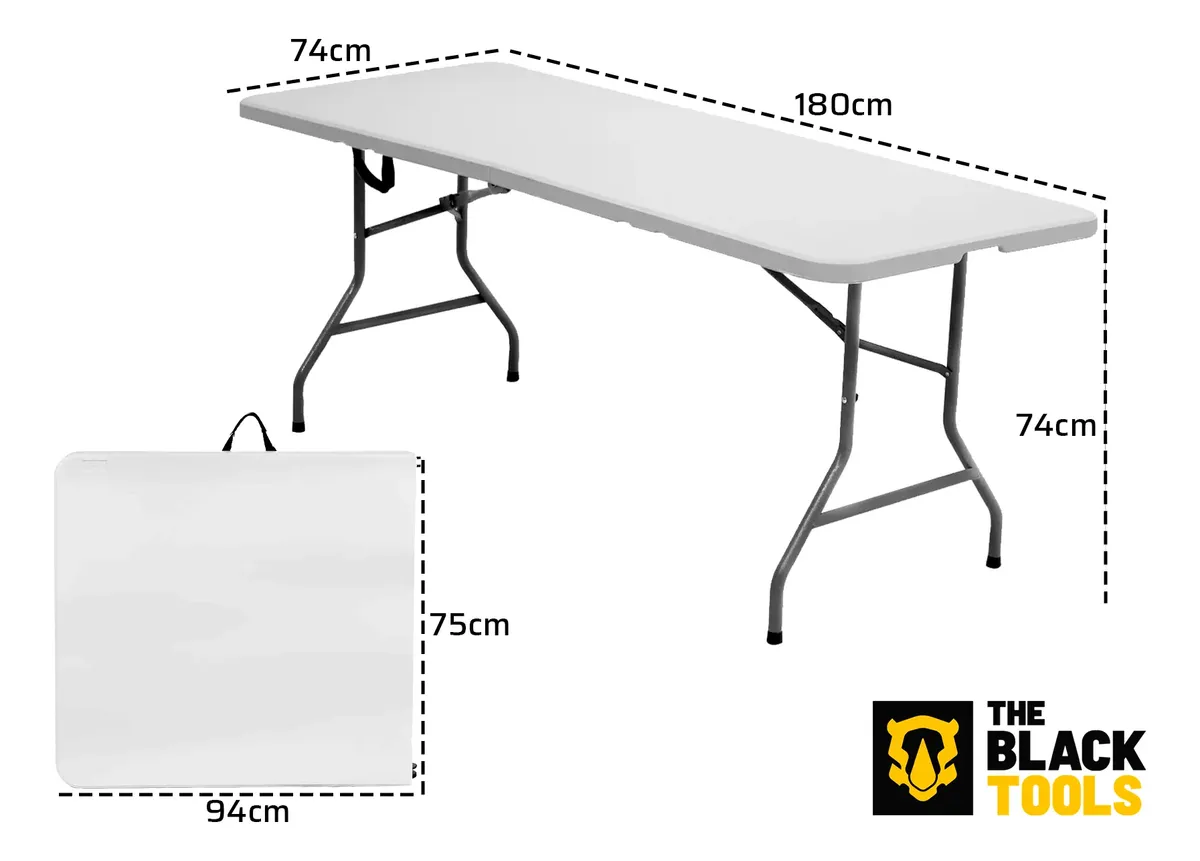 Mesa Dobrável Vira Maleta De 1,80 Portatil Camping Praia