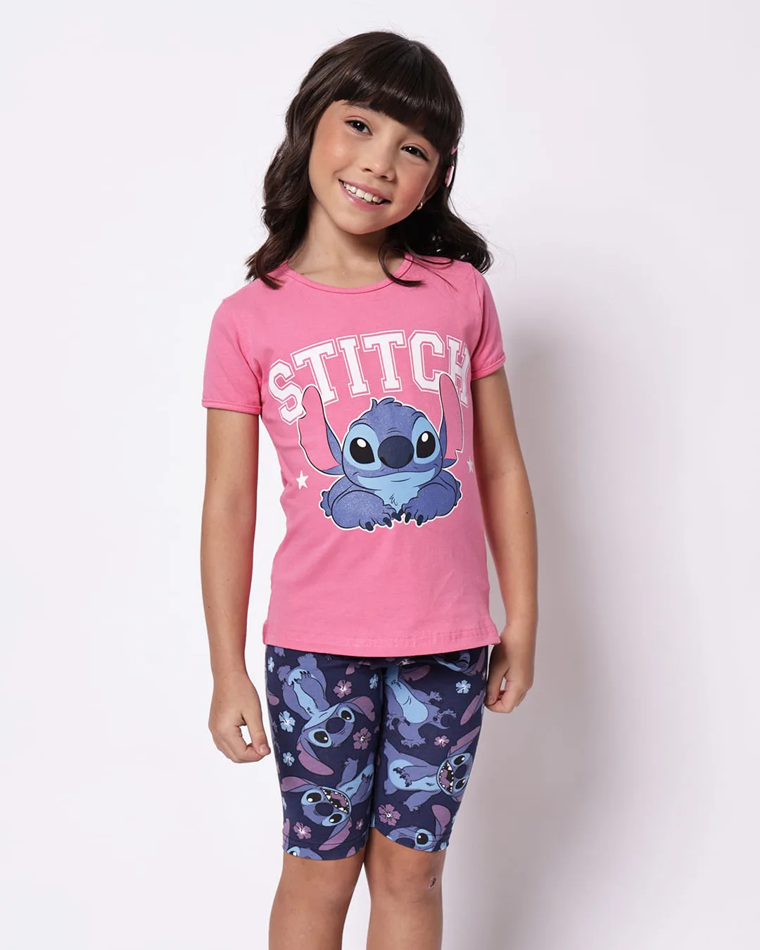 Conjunto Infantil Stitch Disney Rosa