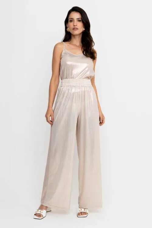 Calça Feminina Pantalona City Metalizada