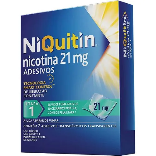 Niquitin 1 Etapa 21mg Perrigo - 7 Adesivos Transdérmicos