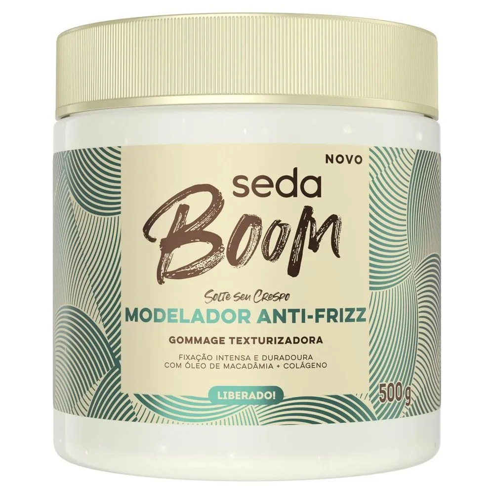 Creme de Pentear Modelador Antifrizz 500g Seda Boom Cabelos Crespos 4ABC Nutrição e Definição Modelador Antifrizz 4ABC Seda Boom 500g