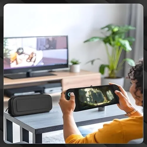 Case para Nintendo Switch OLED e Switch de Viagem - Estojo Rígido de Transporte com Forro Macio e Compartimentos para Acessórios, Jogos e Carregador - Capa com Máxima Proteção Contra Impacto e Quedas