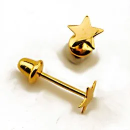 Brinco em Ouro 18k Estrela Lisa e Polida - BR20240