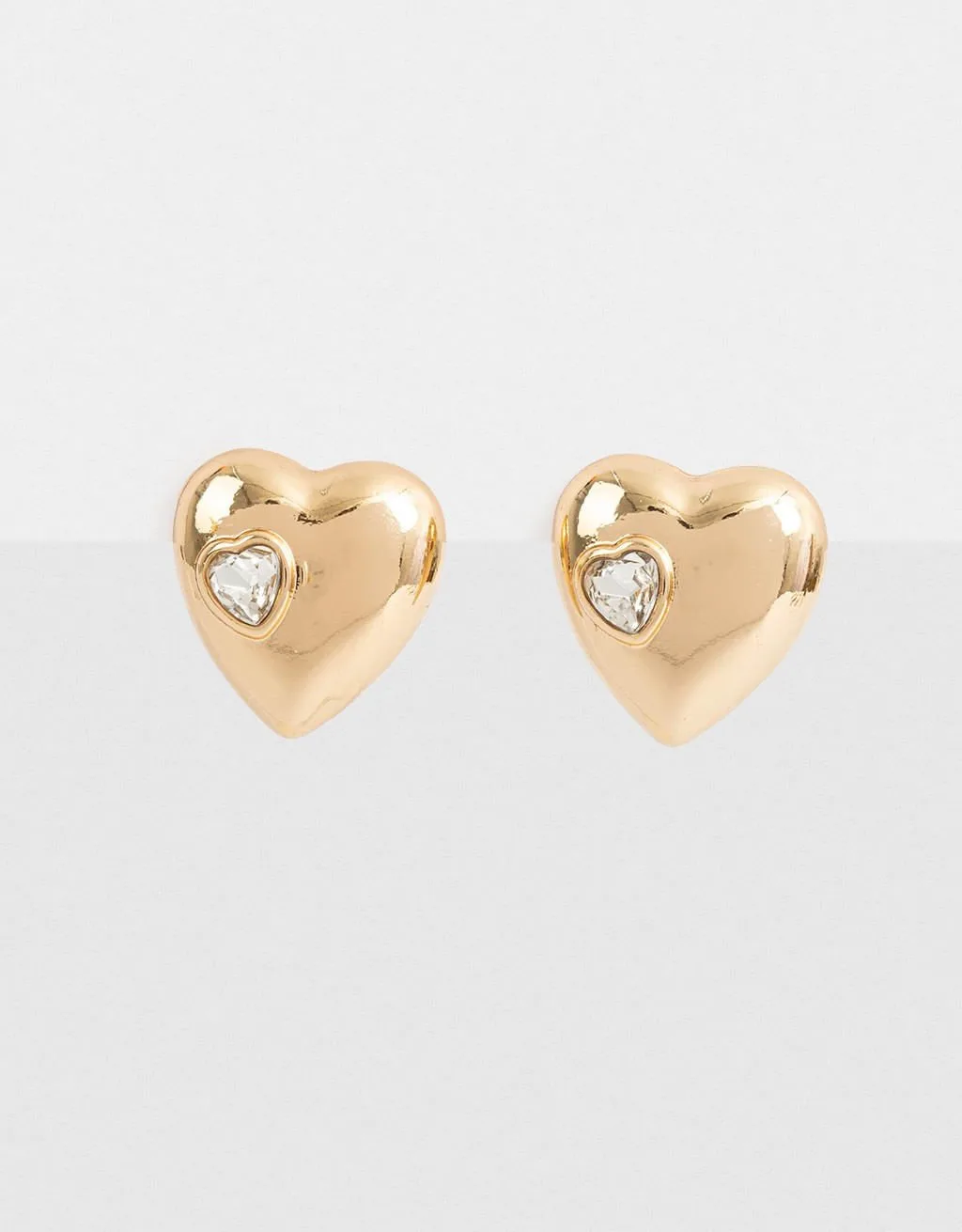 Brinco Coração & Strass Romantico