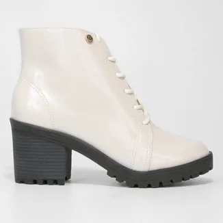 Bota Coturno Cano Curto Via Uno Verniz Feminina