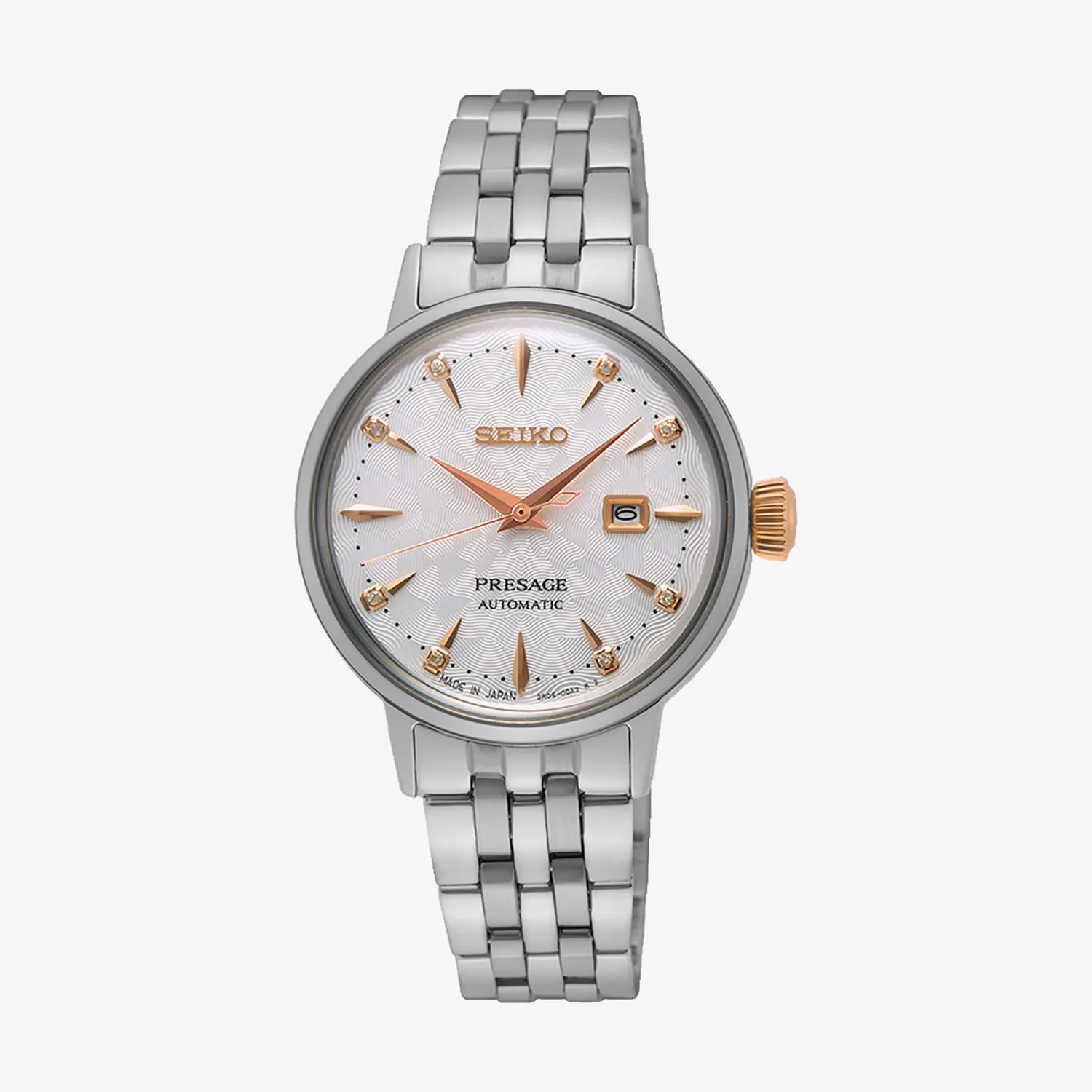 Relógio Seiko Feminino Presage em Aço Prateado e Diamantes SRE007J1