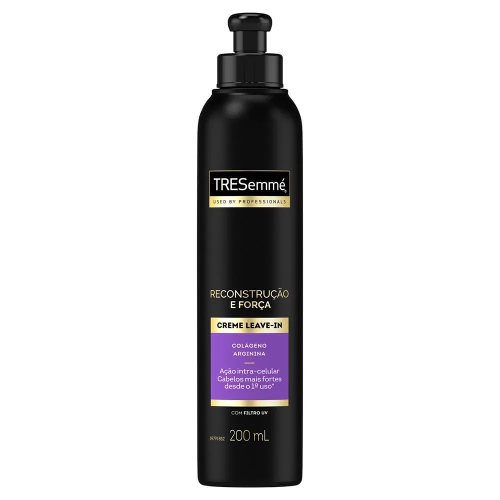 Creme de Pentear Reconstrução e Força 200ml Tresemmé Proteção UV Cabelos Danificados Creme de Pentear Leave-In Tresemmé Reconstrução e Força 200ml