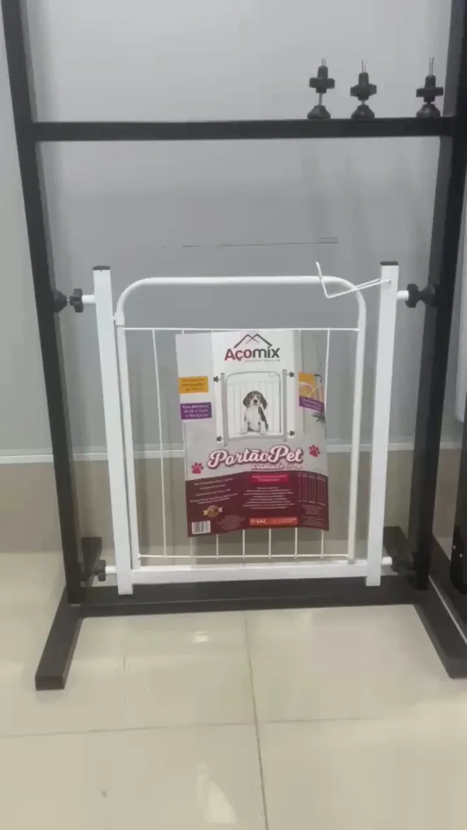 Grade Portão Porta Proteção Pets Crianças C/ Extensor Cor Branco aramado 69cm