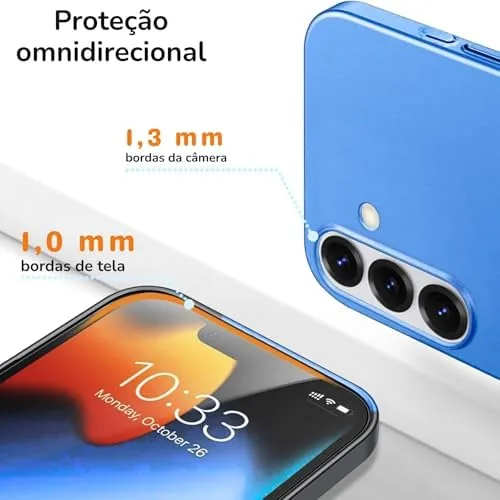 Capa Capinha Para Samsung Galaxy S25 Fe Case Acrilica Fosca Ultra Fina Premium (Azul)