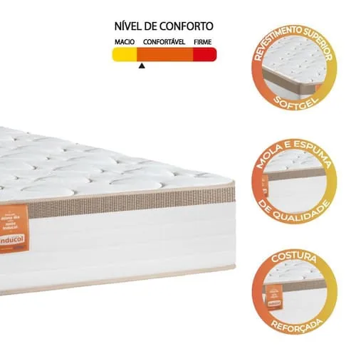 Colchão Solteiro Molas Ensacadas Real 88x188x27cm Branco / Bege - Suporta até 130Kg