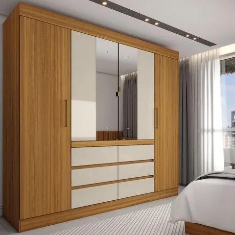 Guarda-roupa Casal Honey 4 Portas 6 Gavetas com Espelho - Panorama Móveis