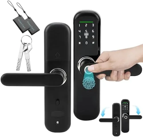 Fechadura ElectróNica Inteligente Da Porta, 4 Maneiras De Abrir A Porta, Abertura De ImpressãO Digital, Abertura De CartãO Ic, Abertura De Senha, Abertura De Chave, Adequado Para A Maioria Das Portas