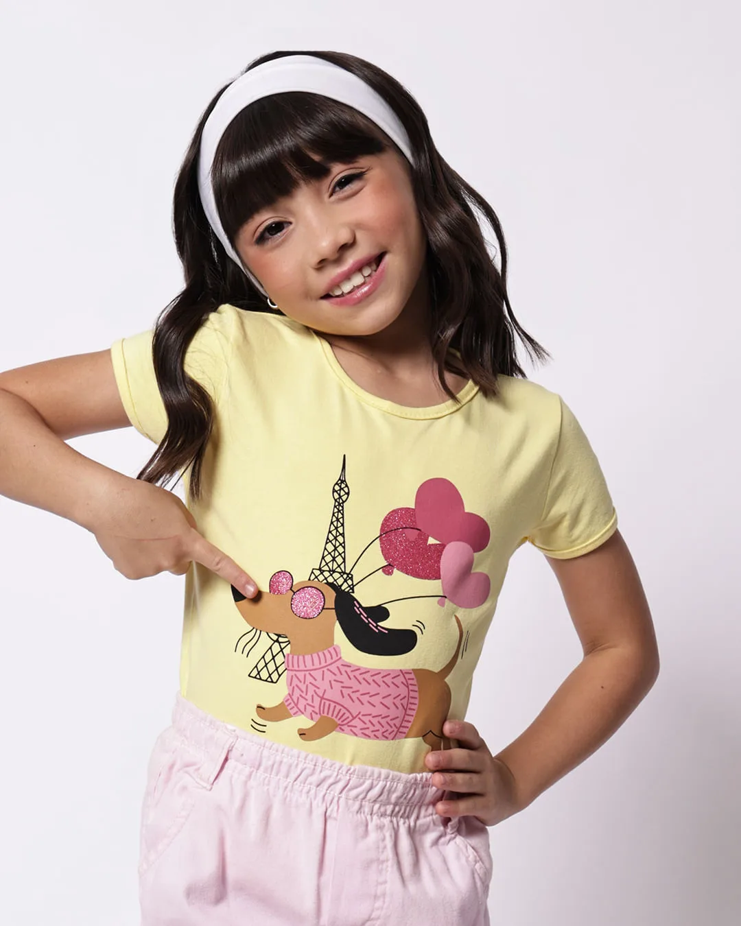 Blusa Infantil com Estampa Cachorro Amarela