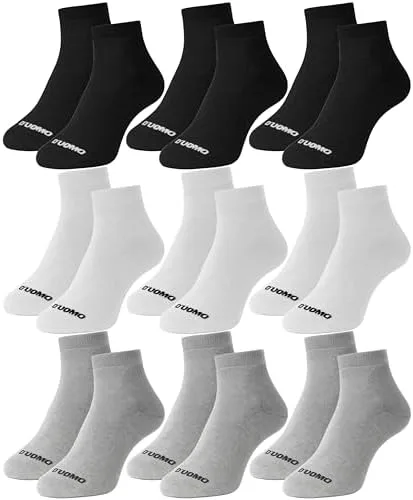 Kit 9 Pares Meia Masculino Cano Médio Punho Canelado Corrida Academia Algodão Premium Duomo