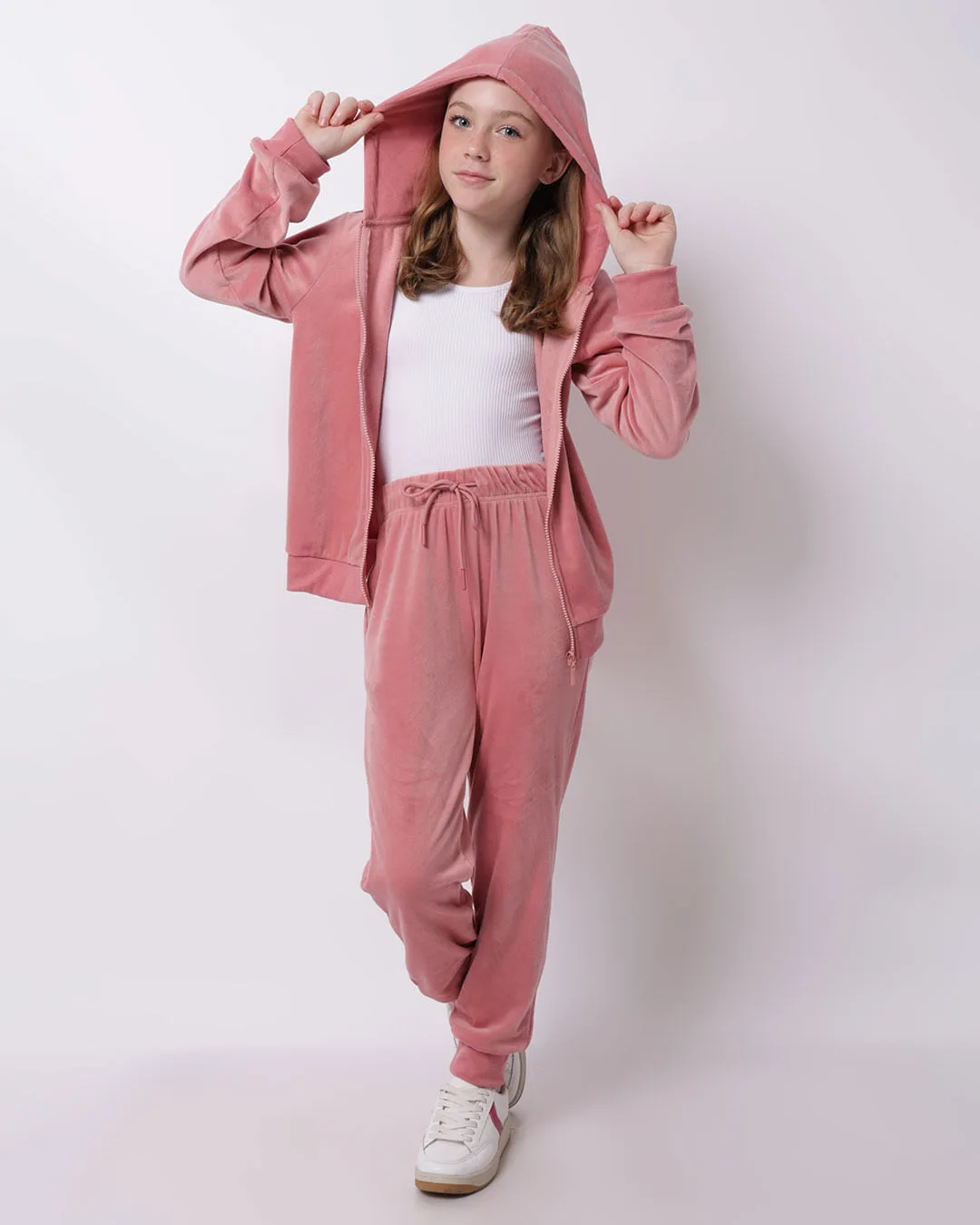 Calça Juvenil Plush Jogger com Bolsos Rosa