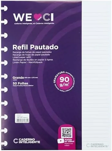 Bloco refil grande pautado 90g com 50 folhas Cirg4003 Caderno Inteligente