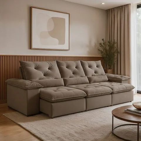 Sofá Retrátil e Reclinável 4 Lugares 270cm Londres Plus Yescasa
