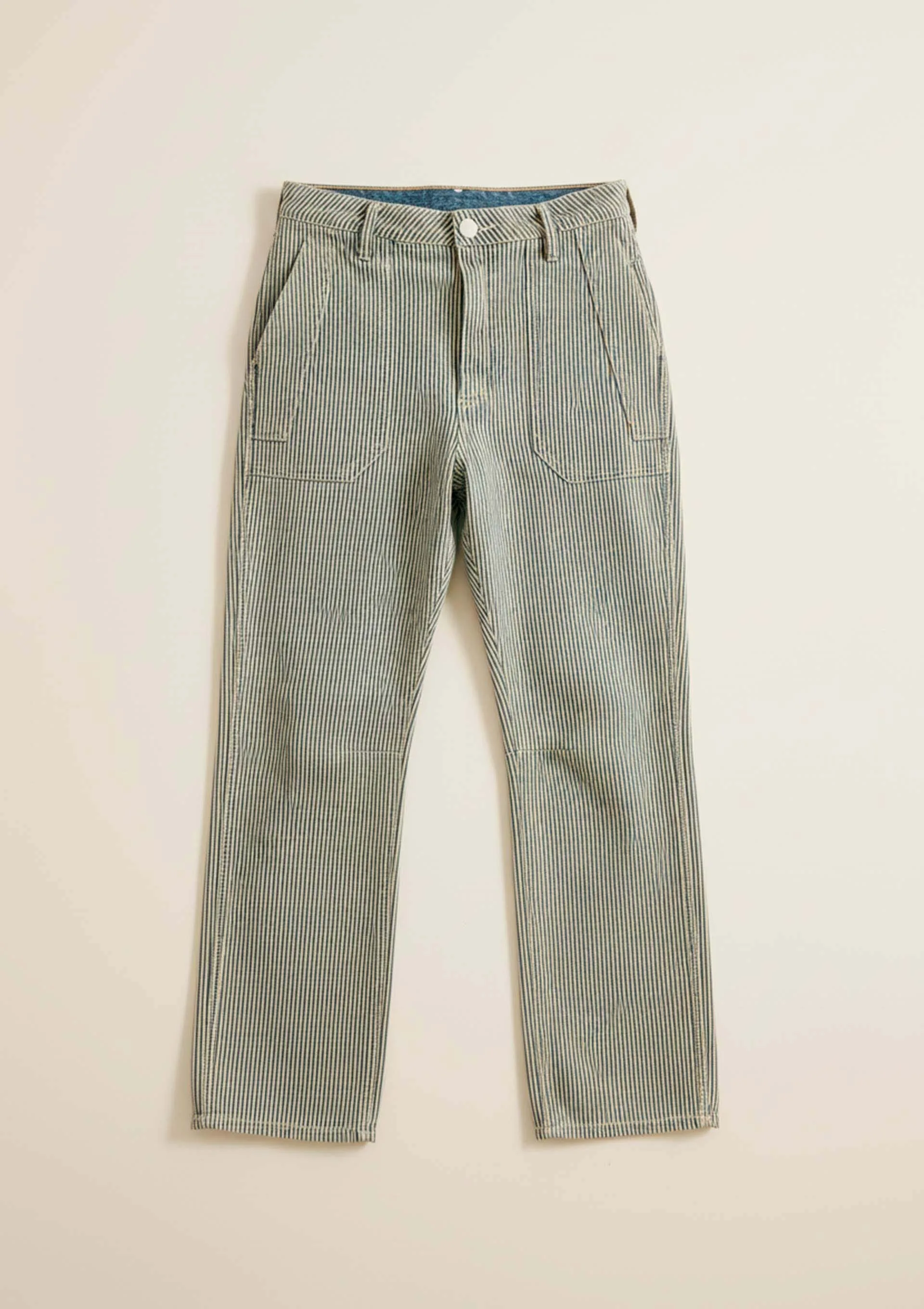 Calça Jeans Feminina Barrel Listrada - Azul